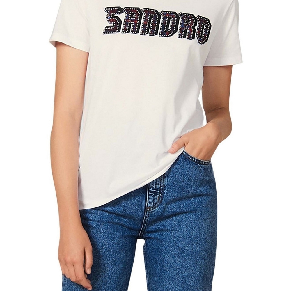 [New] Sandro Women's White Chella Graphic Tee
